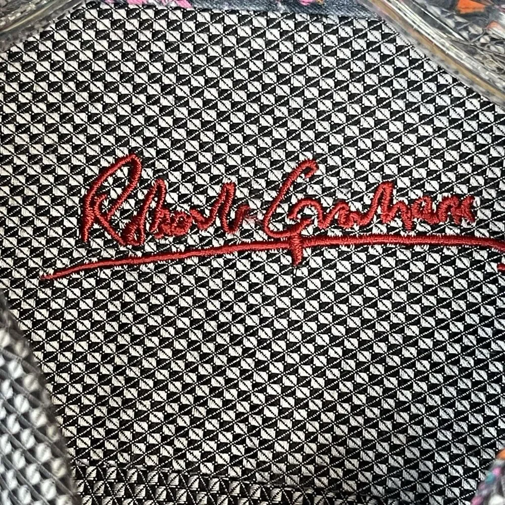 Robert Graham Shirt Mens 18.5 Gray Long Sleeve‎ Cotton Casual Button Front Adult